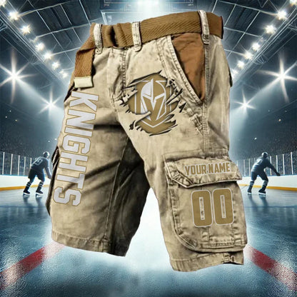 [SUPER SALE] NEW CUSTOMIZED NHL04 VGK VEGAS GOLDEN KNIGHTS CARGO SHORTS