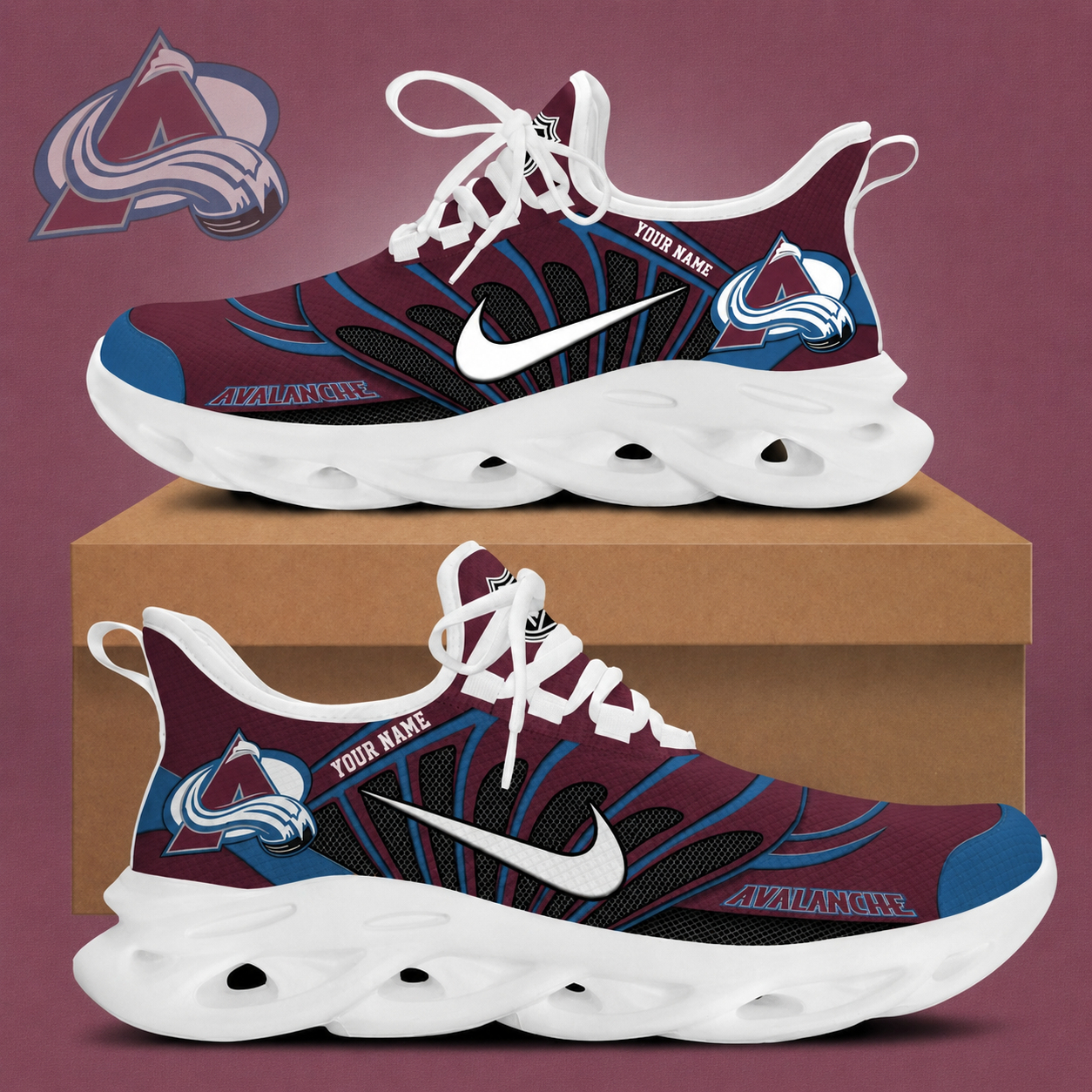 [SUPER SALE] NEW CUSTOMIZED NHL05 CAL COLORADO AVALANCHE CLUNKY SNEAKERS