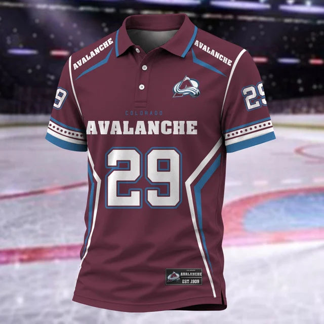 [SUPER SALE] NEW CUSTOMIZED NHL05 CAL COLORADO AVALANCHE POLO SHIRT