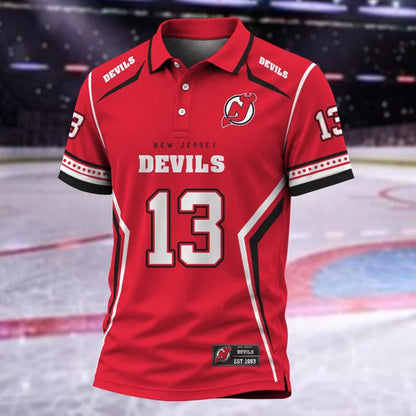 [SUPER SALE] NEW CUSTOMIZED NHL06 NJD NEW JERSEY DEVILS POLO SHIRT