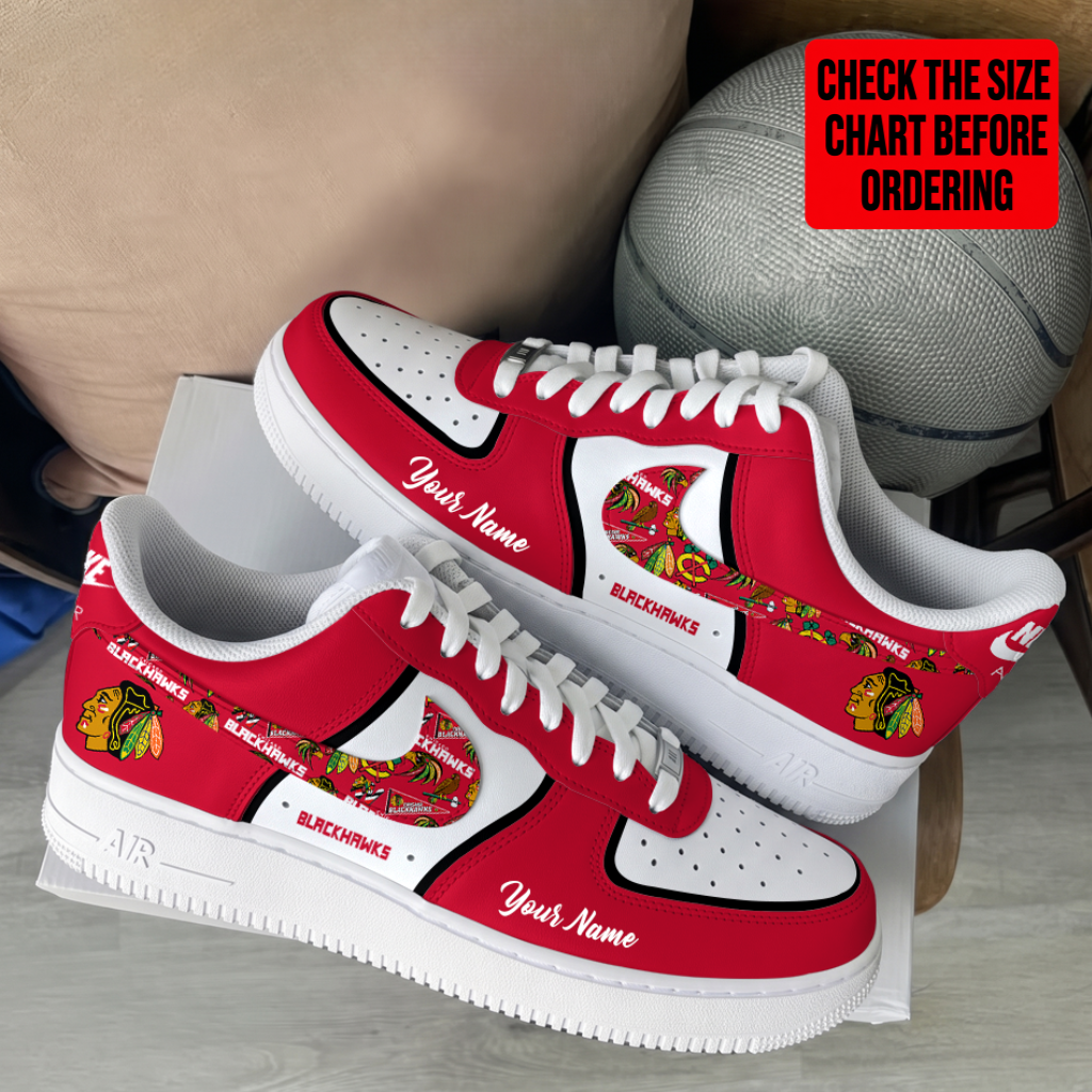 [SUPER SALE] NEW CUSTOMIZED NHL08 CBH CHICAGO BLACKHAWKS AF1 SHOES