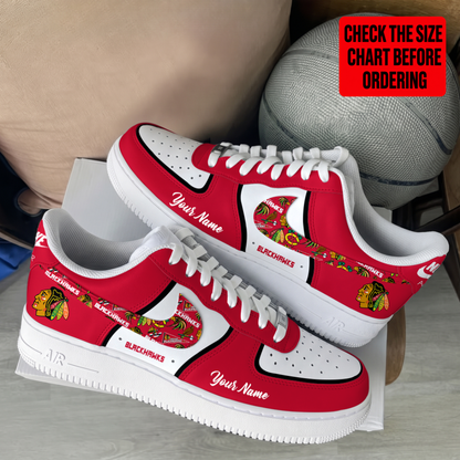[SUPER SALE] NEW CUSTOMIZED NHL08 CBH CHICAGO BLACKHAWKS AF1 SHOES