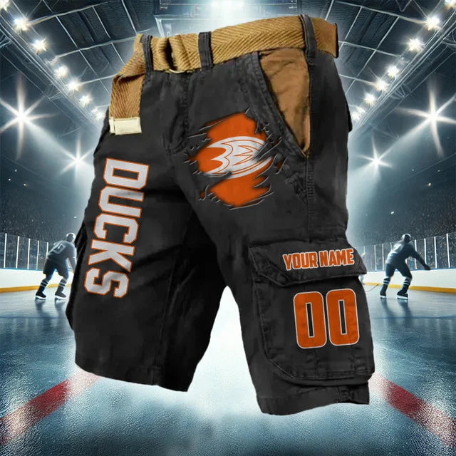 [SUPER SALE] NEW CUSTOMIZED NHL09 AHD ANAHEIM DUCKS CARGO SHORTS