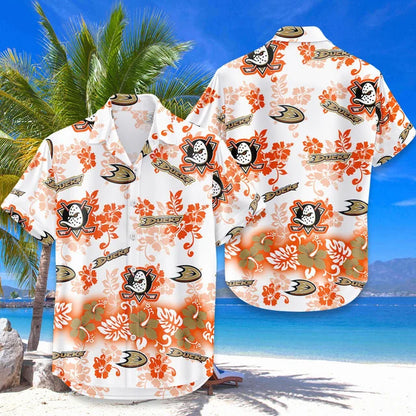 [SUPER SALE ] NEW CUSTOMIZED NHL09 AHD ANAHEIM DUCKS UNISEX HAWAIIAN SHIRT & SHORTS SET