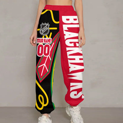 LIMITED EDITION - NEW CUSTOMIZED NHL08 CBH CHICAGO BLACKHAWKS LONG PANTS