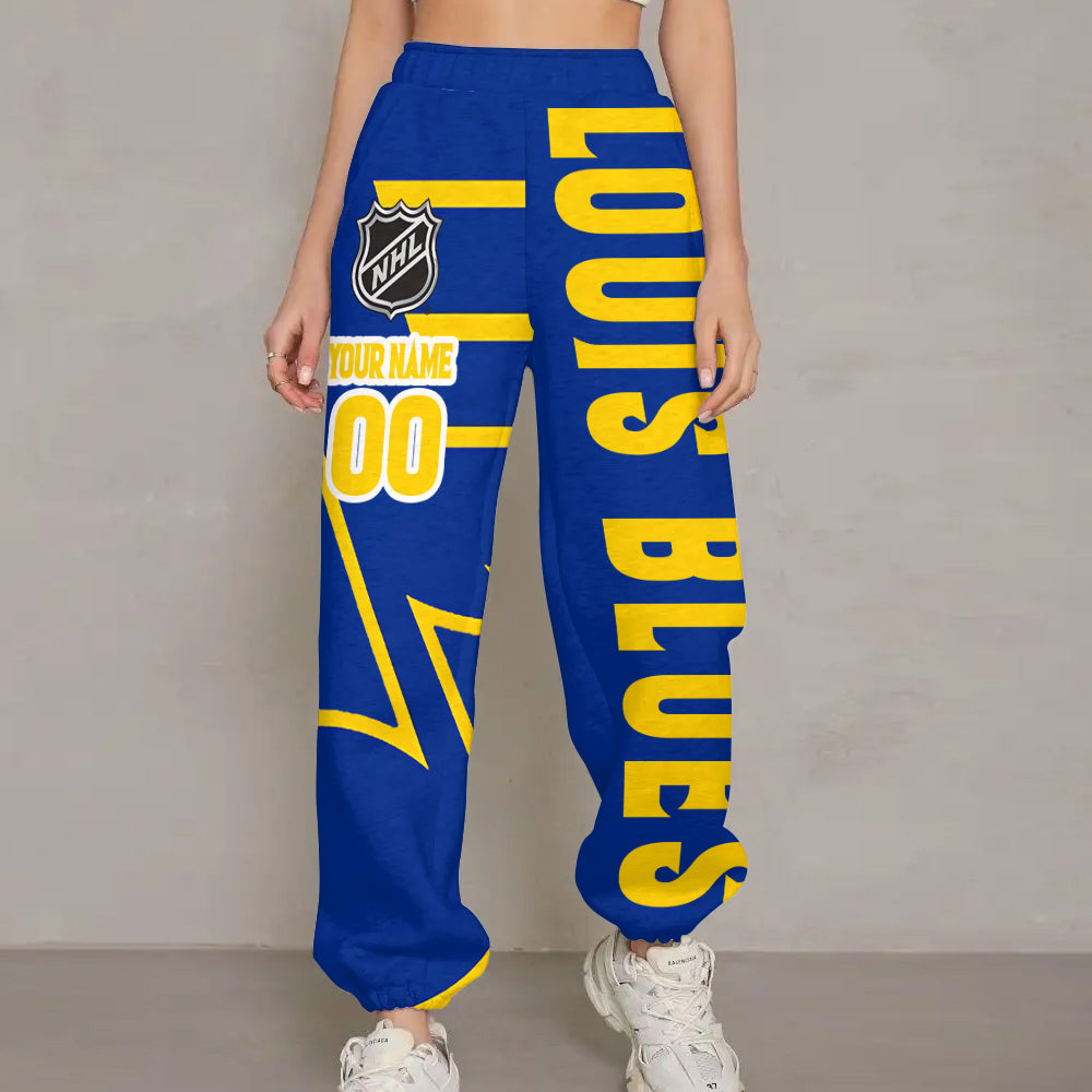 LIMITED EDITION - NEW CUSTOMIZED NHL14 SLB ST. LOUIS BLUES LONG PANTS