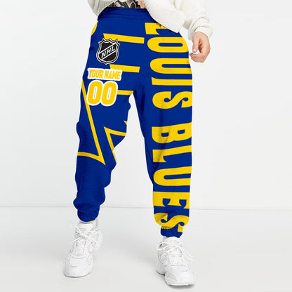 LIMITED EDITION - NEW CUSTOMIZED NHL14 SLB ST. LOUIS BLUES LONG PANTS