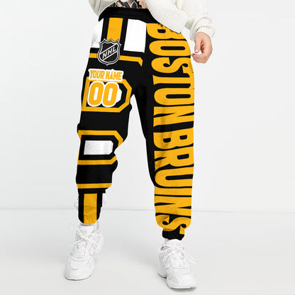 LIMITED EDITION - NEW CUSTOMIZED NHL18 BTB BOSTON BRUINS LONG PANTS