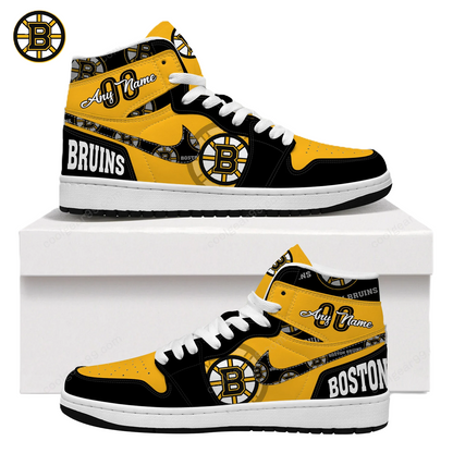 [SUPER SALE] NEW CUSTOMIZED NHL02 BT BRUINS AIR JORDAN SNEAKERS