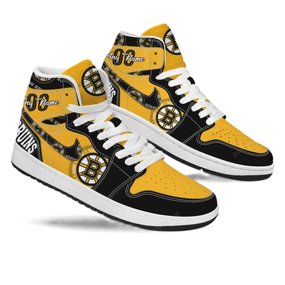 [SUPER SALE] NEW CUSTOMIZED NHL02 BT BRUINS AIR JORDAN SNEAKERS