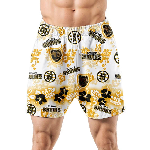 [SUPER SALE ] NEW CUSTOMIZED NHL02 BTB BOSTON BRUINS UNISEX HAWAIIAN SHIRT & SHORTS SET