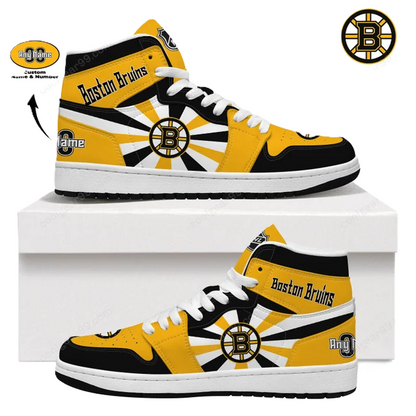 [SUPER SALE] NEW CUSTOMIZED NHL02 BT BRUINS AIR JORDAN SNEAKERS