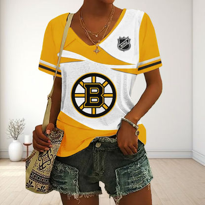 [SUPER SALE] NEW CUSTOMIZED NHL02 BTB BOSTON BRUINS V-NECK FEMALE SHIRT