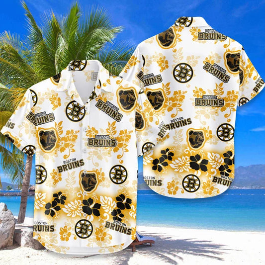 [SUPER SALE ] NEW CUSTOMIZED NHL02 BTB BOSTON BRUINS UNISEX HAWAIIAN SHIRT & SHORTS SET