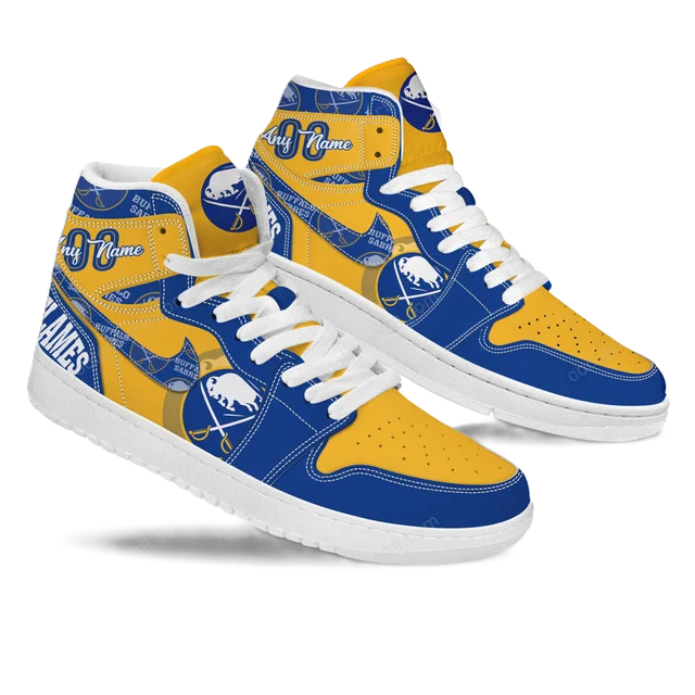 [SUPER SALE] NEW CUSTOMIZED NHL28 BF SABRES AIR JORDAN SNEAKERS