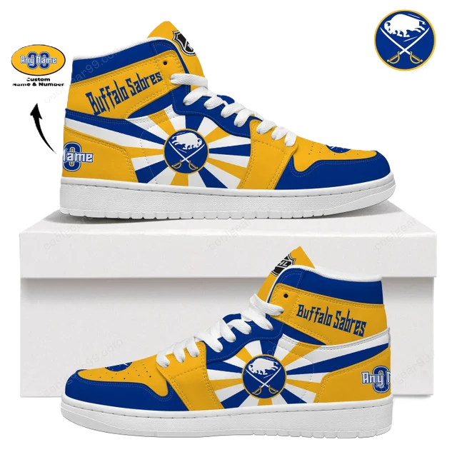 [SUPER SALE] NEW CUSTOMIZED NHL28 BF SABRES AIR JORDAN SNEAKERS