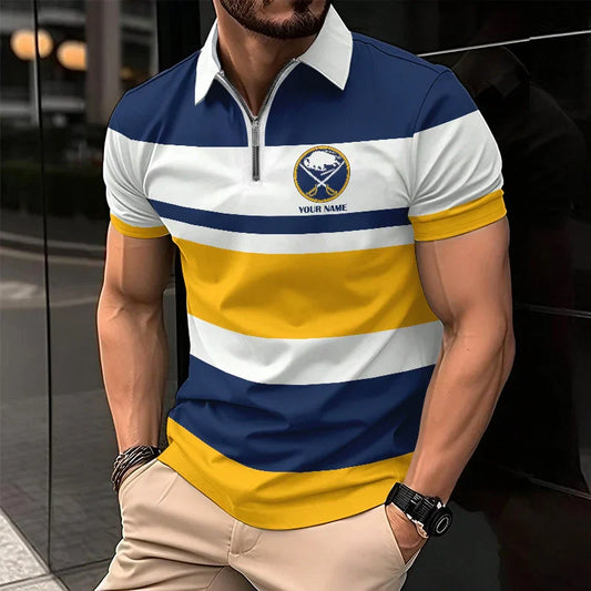 [SUPER SALE ] NEW CUSTOMIZED NHL28 BFS BUFFALO SABRES ZIP POLO SHIRT