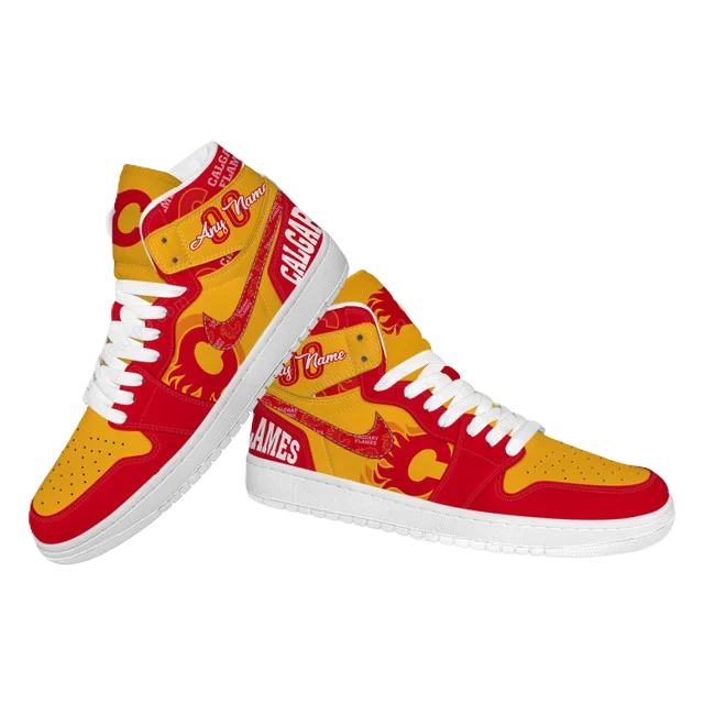 [SUPER SALE] NEW CUSTOMIZED NHL17 CG FLAMES AIR JORDAN SNEAKERS