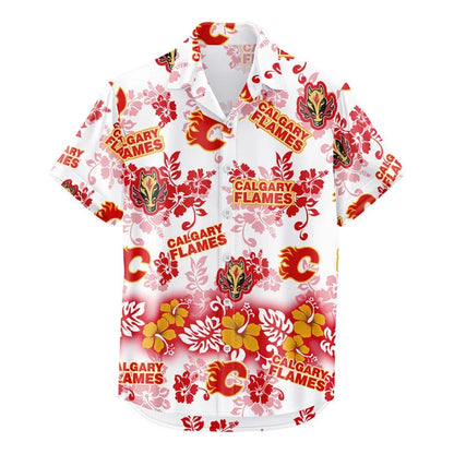 [SUPER SALE ] NEW CUSTOMIZED NHL17 CGF CALGARY FLAMES UNISEX HAWAIIAN SHIRT & SHORTS SET