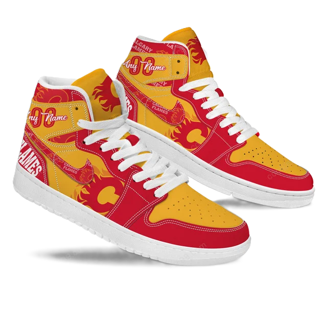 [SUPER SALE] NEW CUSTOMIZED NHL17 CG FLAMES AIR JORDAN SNEAKERS