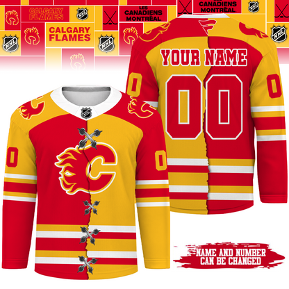 LIMITED EDITION - NEW CUSTOMIZED NHL17 CGF CALGARY FLAMES UNISEX HOCKEY JERSEY