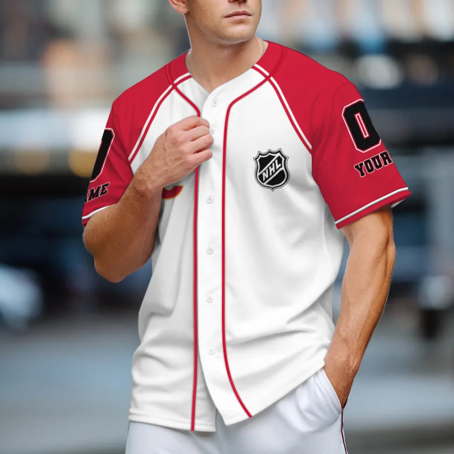 LIMITED EDITION - NEW CUSTOMIZED NHL17 CGF CALGARY FLAMES BASEBALL JERSEY