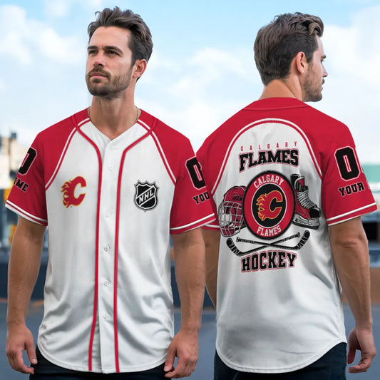 LIMITED EDITION - NEW CUSTOMIZED NHL17 CGF CALGARY FLAMES BASEBALL JERSEY