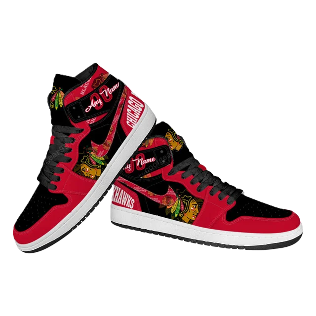 [SUPER SALE] NEW CUSTOMIZED NHL08 CC BLACKHAWKS AIR JORDAN SNEAKERS
