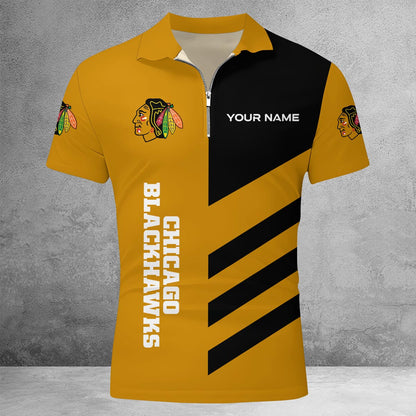 LIMITED EDITION - NEW CUSTOMIZED NHL08 CBH CHICAGO BLACKHAWKS ZIP POLO SHIRT