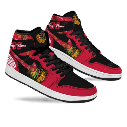 [SUPER SALE] NEW CUSTOMIZED NHL08 CC BLACKHAWKS AIR JORDAN SNEAKERS