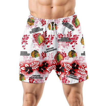 [SUPER SALE ] NEW CUSTOMIZED NHL08 CBH CHICAGO BLACKHAWKS UNISEX HAWAIIAN SHIRT & SHORTS SET