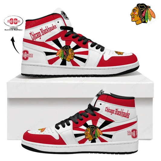 [SUPER SALE] NEW CUSTOMIZED NHL08 CC BLACKHAWKS AIR JORDAN SNEAKERS