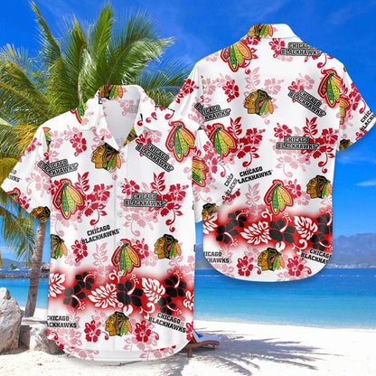 [SUPER SALE ] NEW CUSTOMIZED NHL08 CBH CHICAGO BLACKHAWKS UNISEX HAWAIIAN SHIRT & SHORTS SET