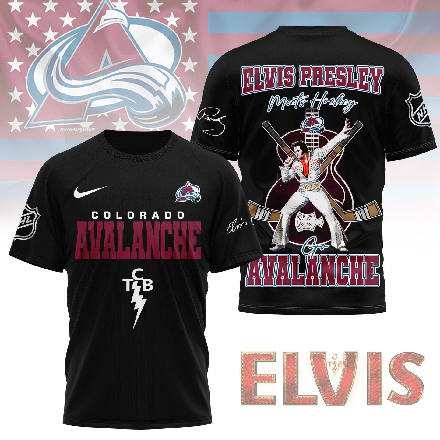 LIMITED EDITION - NEW CUSTOMIZED NHL05 CAL COLORADO AVALANCHE X ELVIS PRESLEY FAN 3D SHIRT