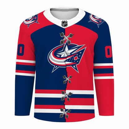 LIMITED EDITION - NEW CUSTOMIZED NHL18 CBJ COLUMBUS BLUE JACKETS UNISEX HOCKEY JERSEY