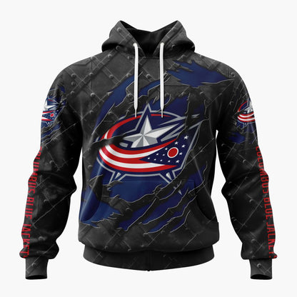 LIMITED EDITION - NEW CUSTOMIZED NHL18 CBJ COLUMBUS BLUE JACKETS UNISEX T-SHIRT, POLO, HOODIE & JACKETS
