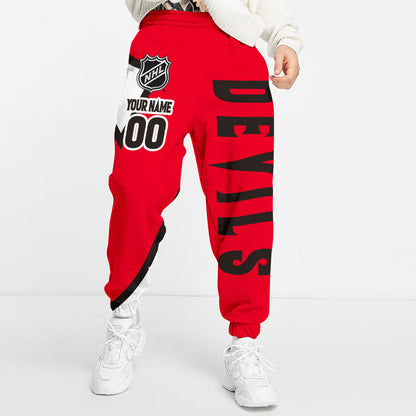 LIMITED EDITION - NEW CUSTOMIZED NHL06 NJD NEW JERSEY DEVILS LONG PANTS