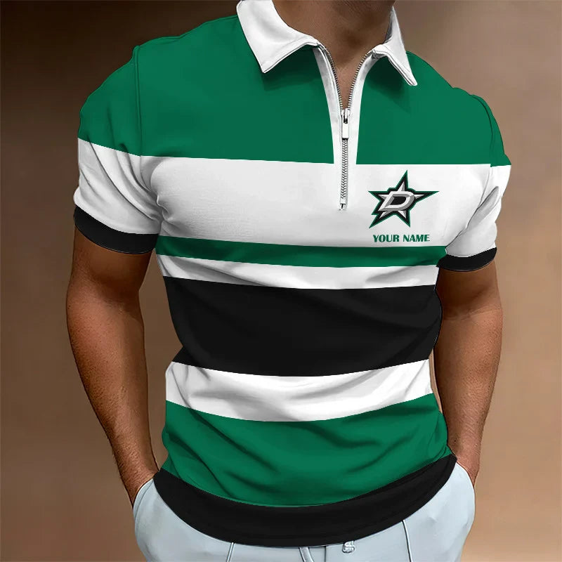 [SUPER SALE ] NEW CUSTOMIZED NHL15 DLS DALLAS STARS ZIP POLO SHIRT