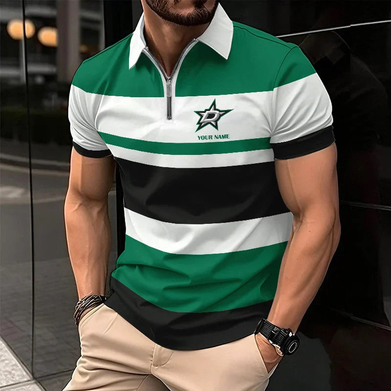 [SUPER SALE ] NEW CUSTOMIZED NHL15 DLS DALLAS STARS ZIP POLO SHIRT