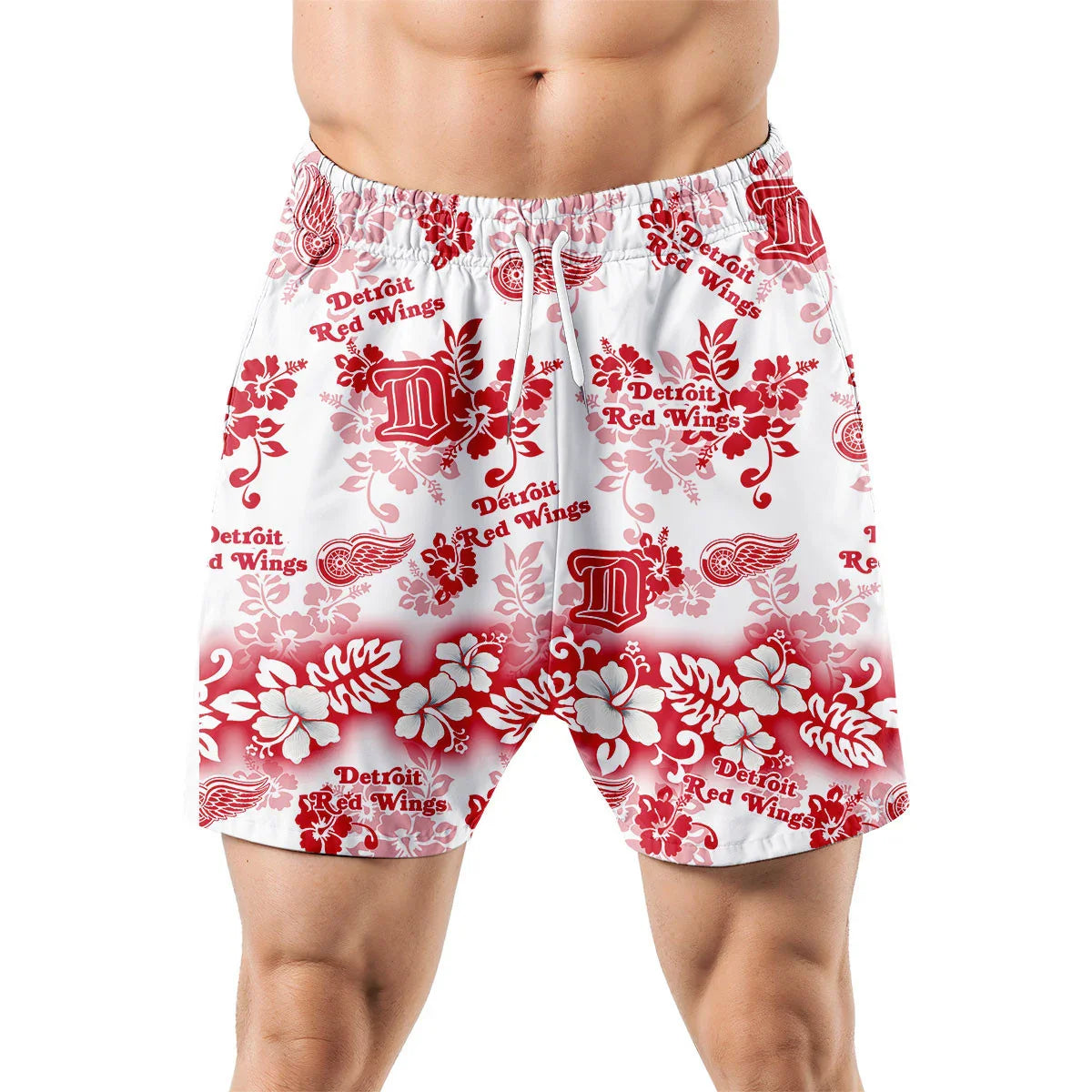 [SUPER SALE ] NEW CUSTOMIZED NHL22 DRW DETROIT RED WINGS UNISEX HAWAIIAN SHIRT & SHORTS SET