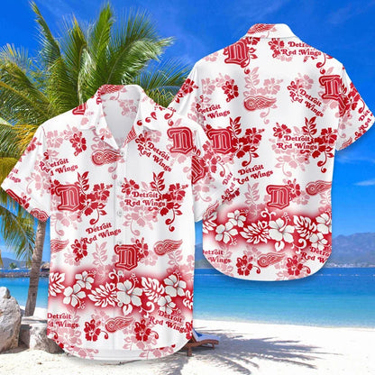 [SUPER SALE ] NEW CUSTOMIZED NHL22 DRW DETROIT RED WINGS UNISEX HAWAIIAN SHIRT & SHORTS SET