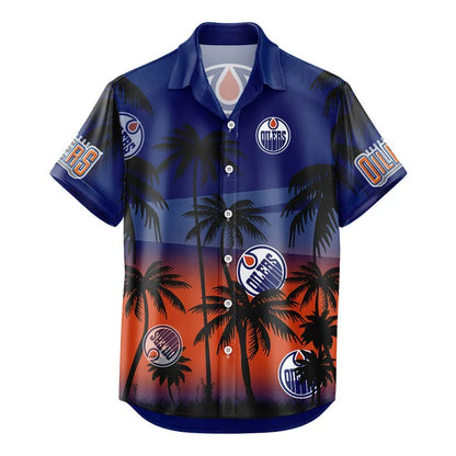 LIMITED EDITION - NEW CUSTOMIZED NHL03 EMO EDMONTON OILERS UNISEX HAWAIIAN SHIRT & SHORTS SET