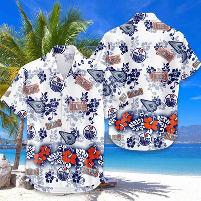 [SUPER SALE ] NEW CUSTOMIZED NHL03 EMO EDMONTON OILERS UNISEX HAWAIIAN SHIRT & SHORTS SET