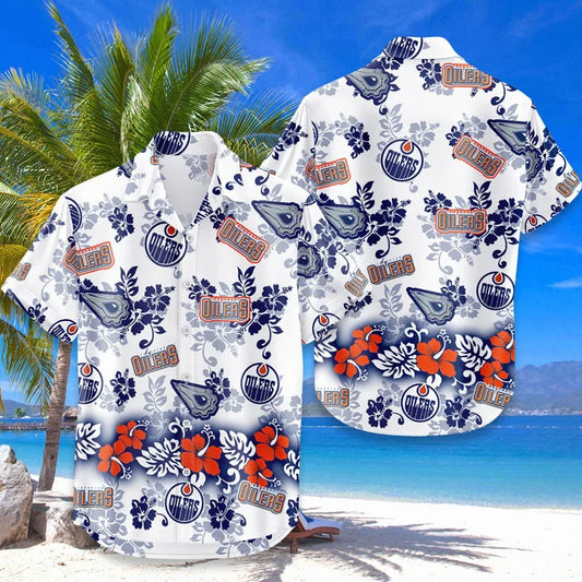 [SUPER SALE ] NEW CUSTOMIZED NHL03 EMO EDMONTON OILERS UNISEX HAWAIIAN SHIRT & SHORTS SET