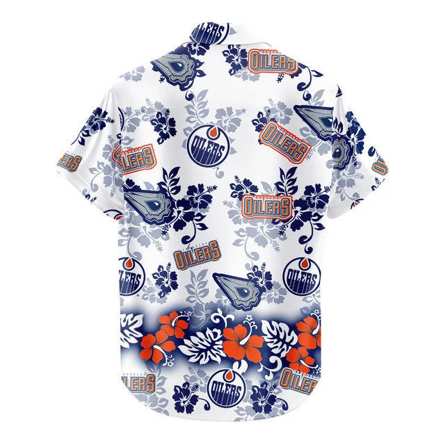 [SUPER SALE ] NEW CUSTOMIZED NHL03 EMO EDMONTON OILERS UNISEX HAWAIIAN SHIRT & SHORTS SET