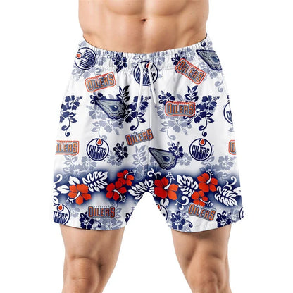 [SUPER SALE ] NEW CUSTOMIZED NHL03 EMO EDMONTON OILERS UNISEX HAWAIIAN SHIRT & SHORTS SET