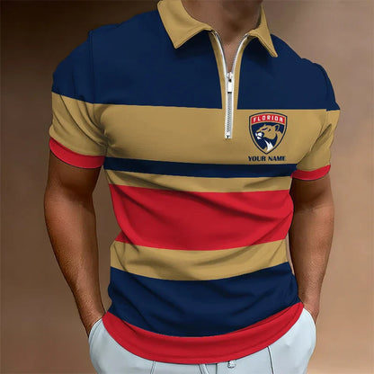 [SUPER SALE ] NEW CUSTOMIZED NHL01 FPT FLORIDA PANTHERS ZIP POLO SHIRT