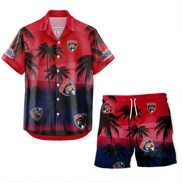 LIMITED EDITION - NEW CUSTOMIZED NHL01 FPT FLORIDA PANTHERS UNISEX HAWAIIAN SHIRT & SHORTS SET