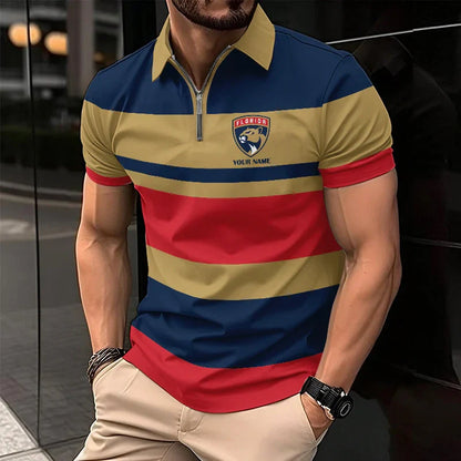 [SUPER SALE ] NEW CUSTOMIZED NHL01 FPT FLORIDA PANTHERS ZIP POLO SHIRT