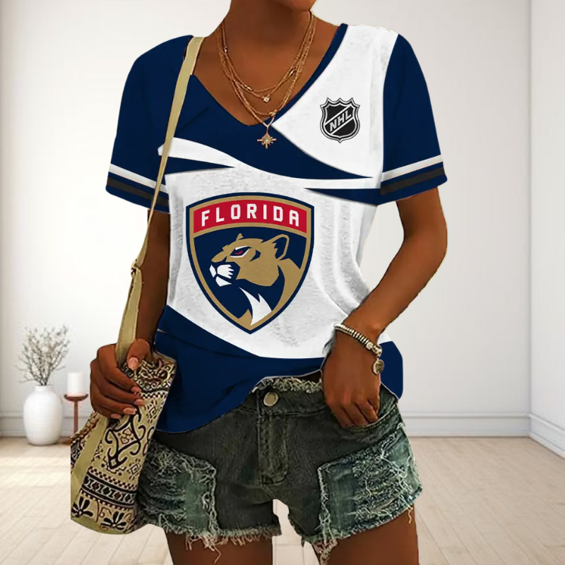 [SUPER SALE] NEW CUSTOMIZED NHL01 FPT FLORIDA PANTHERS V-NECK FEMALE SHIRT